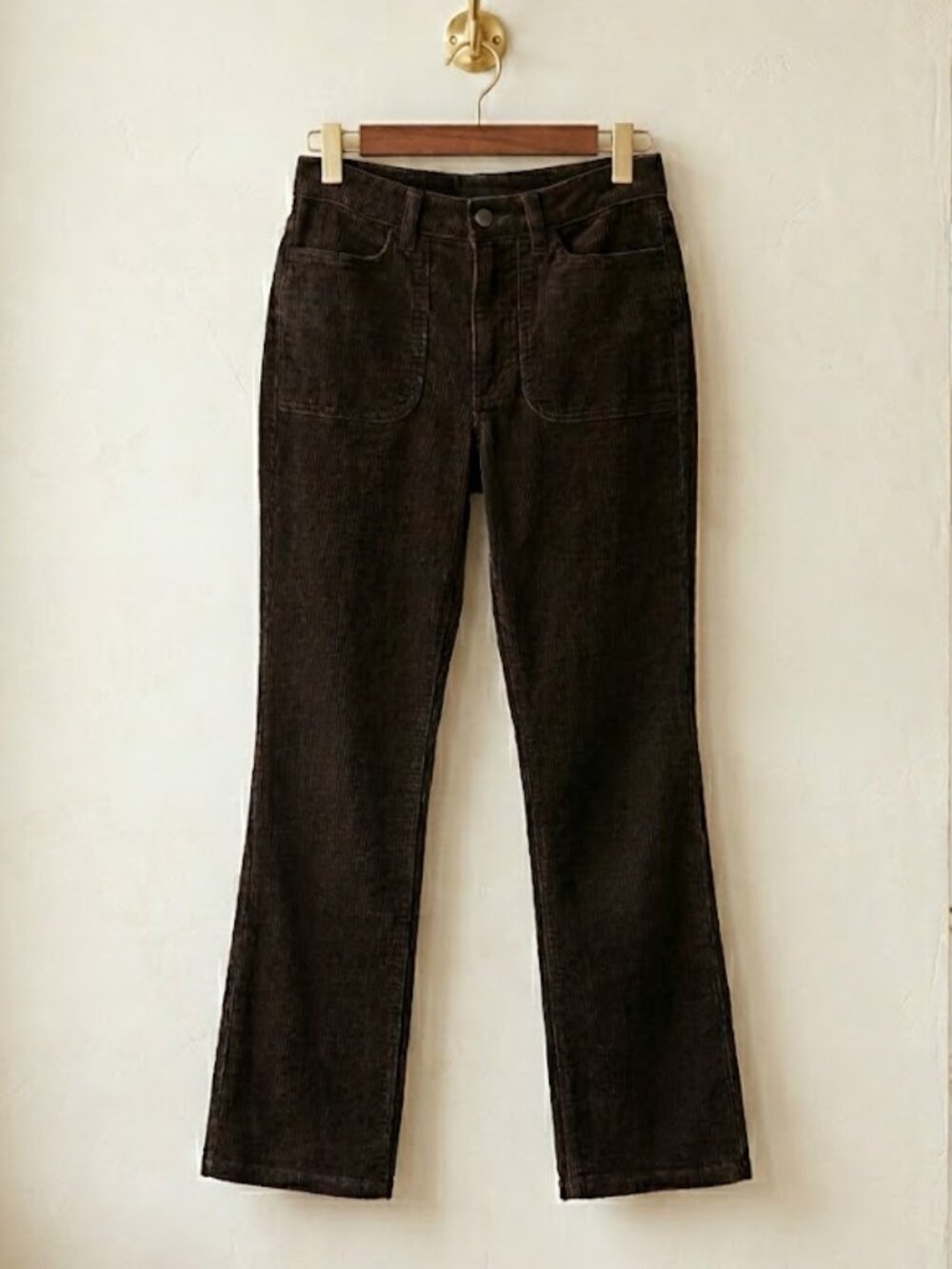Quince Organic Stretch Corduroy Flare in Espresso, size 2